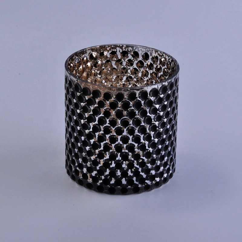 Wholesales mercury luxury black glass candle holder