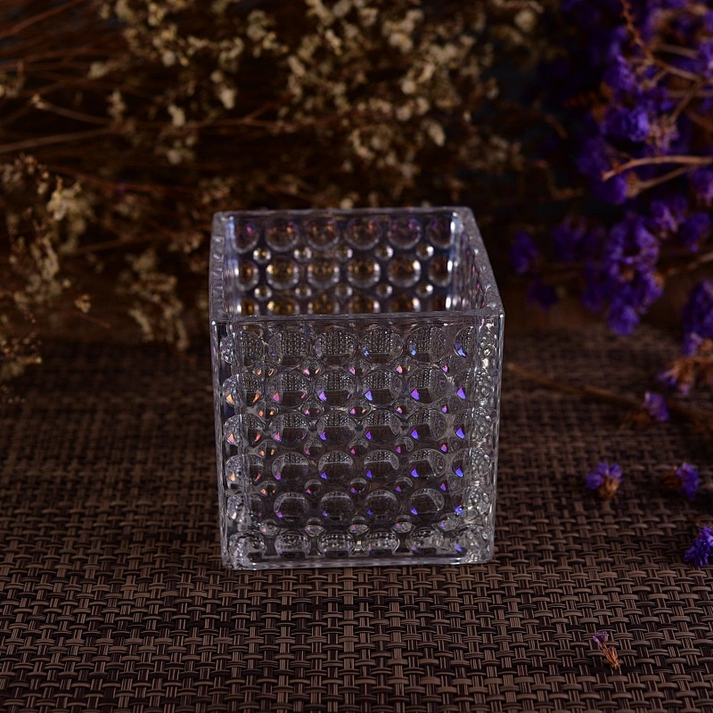 Supplier Luxury bubble custom square empty glass candle jars