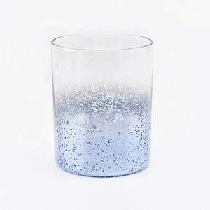 Cylinder customized electroplated candle container glass candle holder home deco