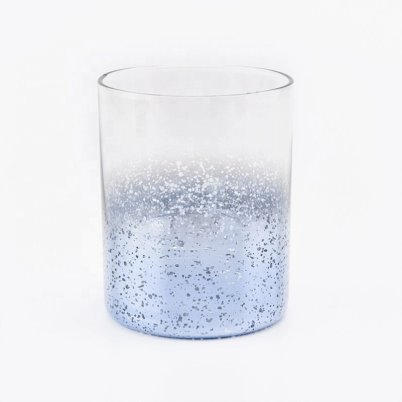 Cylinder customized electroplated candle container glass candle holder home deco