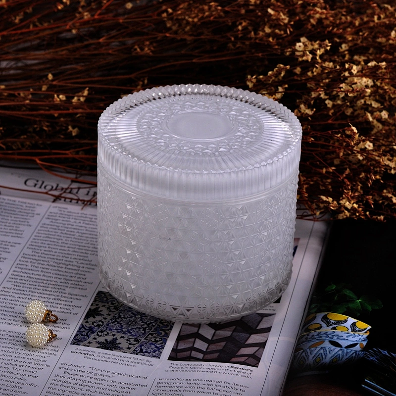 Wholesales luxury spray colored glass jar candle with glass lid