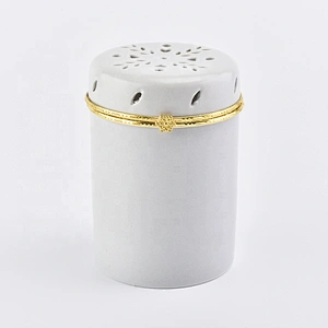 Cylinder custom candle scented votive holder church ceramic vessels with gold lid party decoration suppliers
