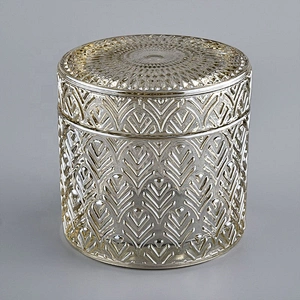 Sunny new design luxury gold glass candle jar vessel with lids