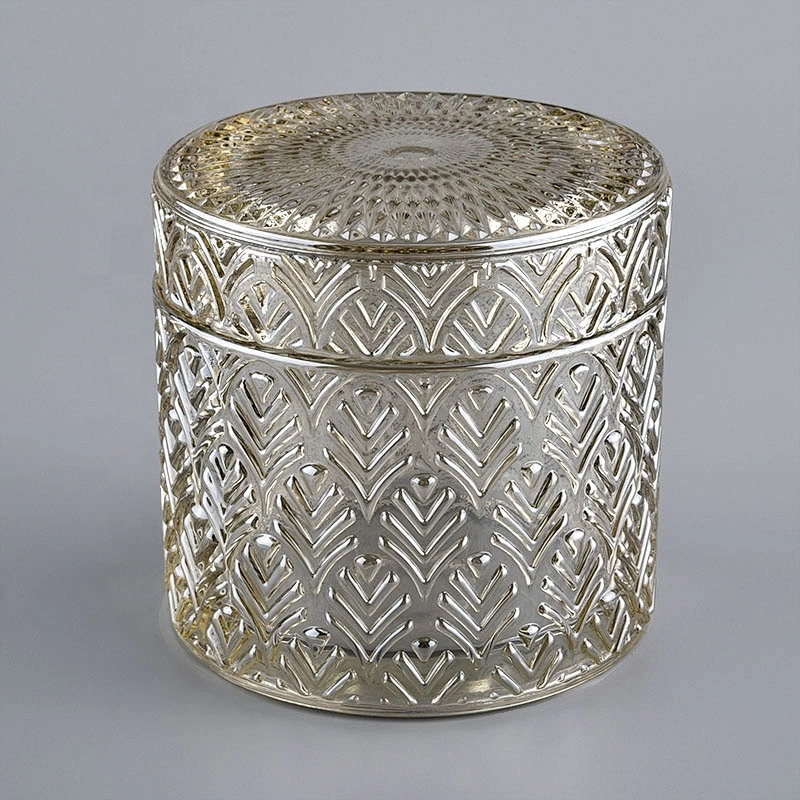 Sunny new design luxury gold glass candle jar vessel with lids