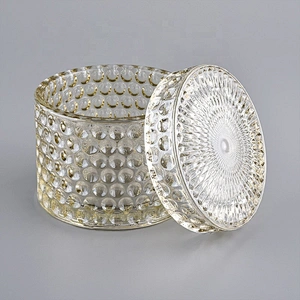 Sunny new design custom bubble crystal decorative glass candle holders with glass lid