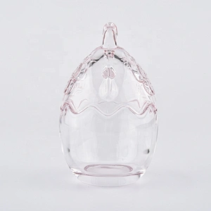 egg design pink colored glass candle jars