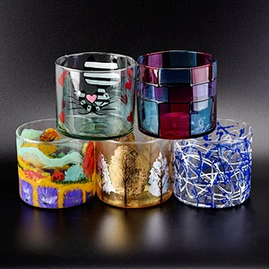 Wholesales cat glass candle jars heart home decoration