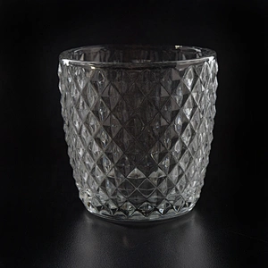 Geo cut clear Glass Candle jar home Decor