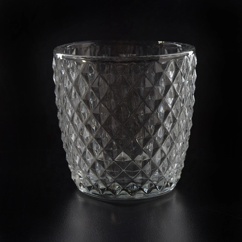Geo cut clear Glass Candle jar home Decor