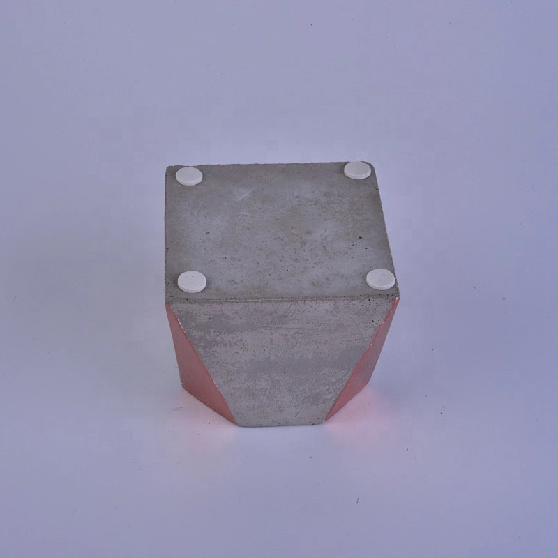 Hexagon empty decorative cement candle jar
