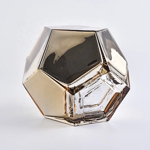 Large Gold Pentagon Glass Candle Holders Home Decor Pieces