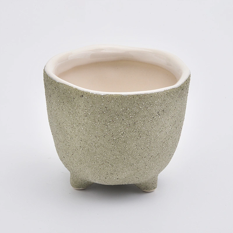 light green candle holder for home decor, matte ceramic jar in bulk