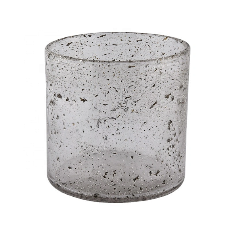 hand made glass candle holders with air bubble finish