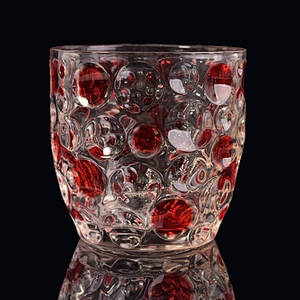 Wholesales red dotted glass candle jars home decoration