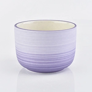 Wholesale Ceramic Candle Jar Round Bottom Lavender Purple Home Decoration