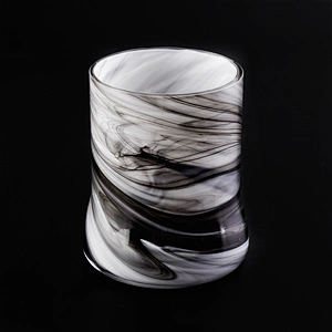 black brushed glass vessel, 12 oz glass candle jar hand made