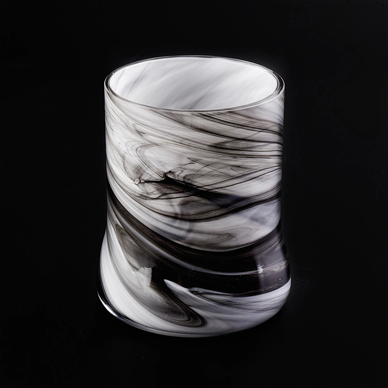 black brushed glass vessel, 12 oz glass candle jar hand made