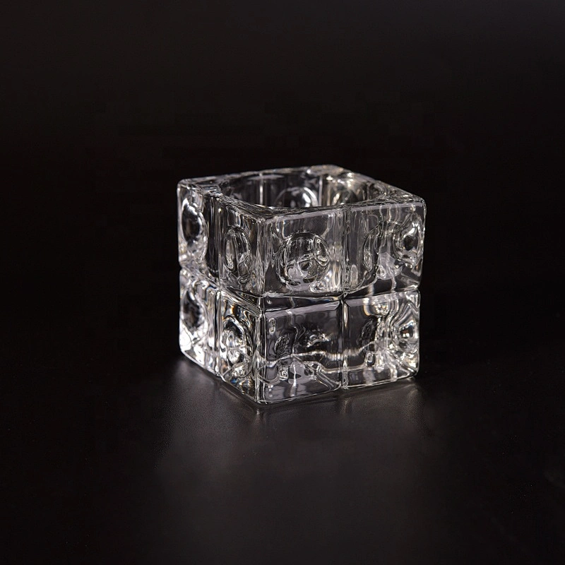 Square Glass Candle container tea light candle jar home Decoration