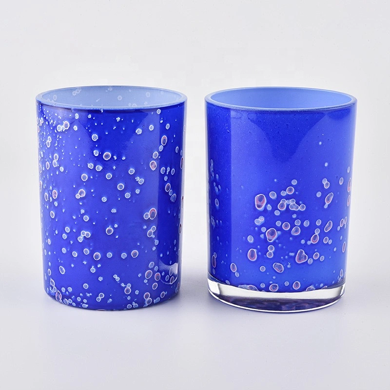 Luxury blue glass jar candle container 10oz