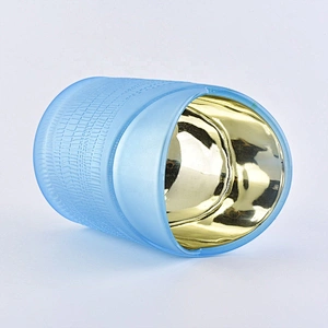 Sunny luxury custom blue heart shape glass candle jars home decoration