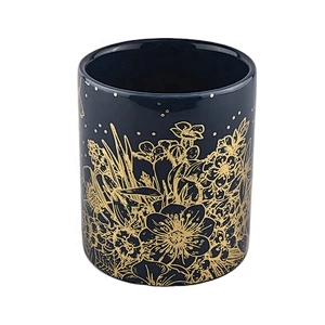 colorful 10oz ceramic candle jars with gold printing