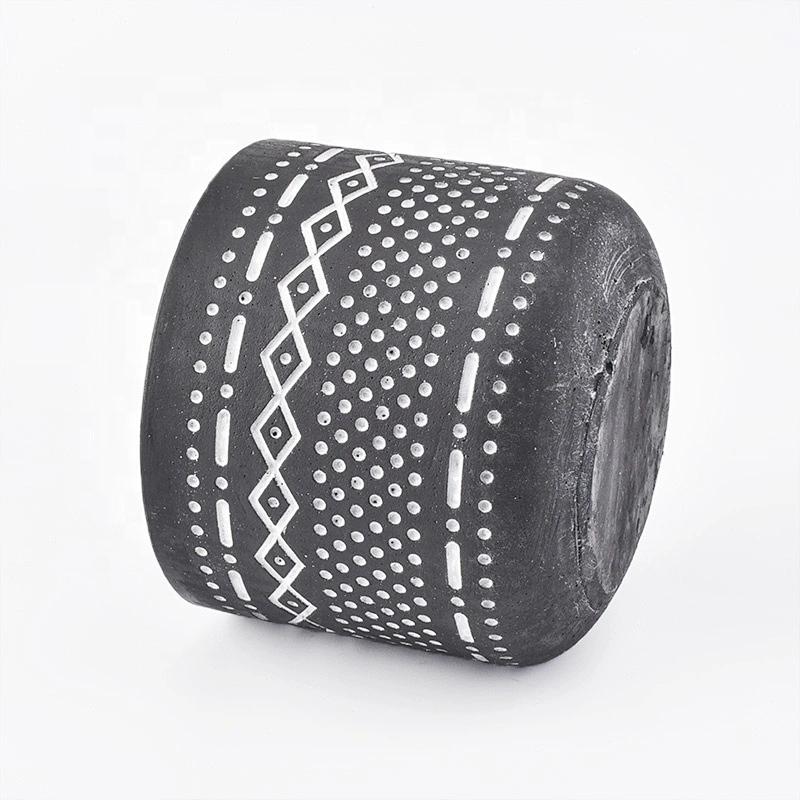 Customized black cement candle jar votives candle holder home decoration
