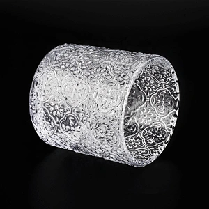 Luxury embossed glass votive candle holder home decor in bulk