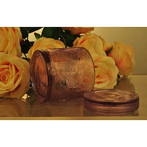 Sunny design luxury embossed Glass candle holder with glass lids