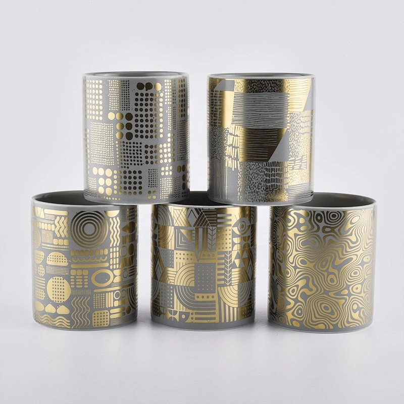 10oz Bulk decal printing cylinder candle ceramic holders