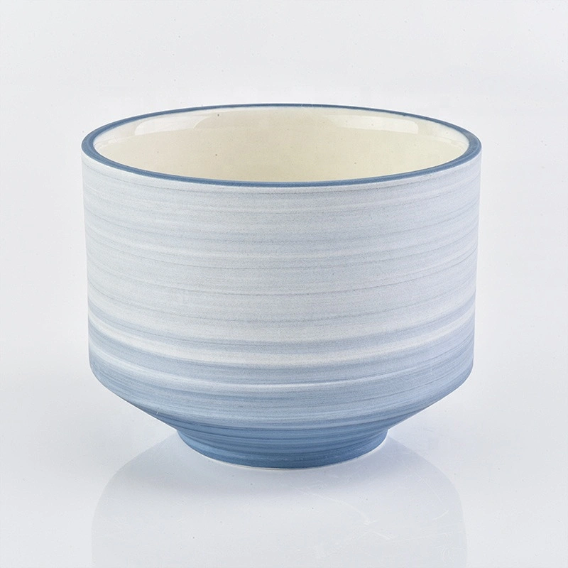 matte light blue glazed ceramic candle jars