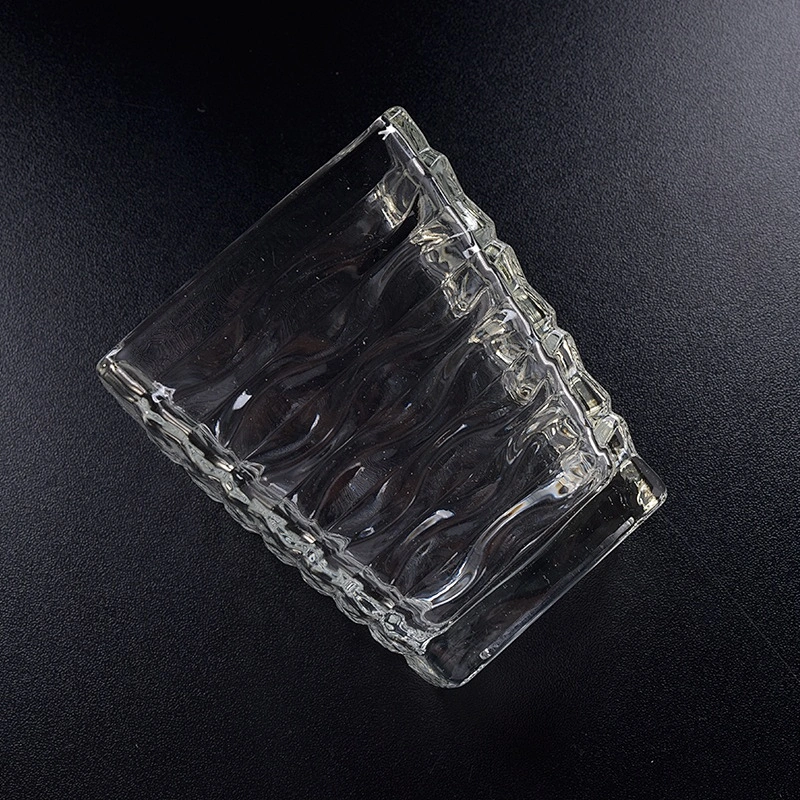 Transparent square Glass Candle cup luxury candle Holder home Decor wholesale