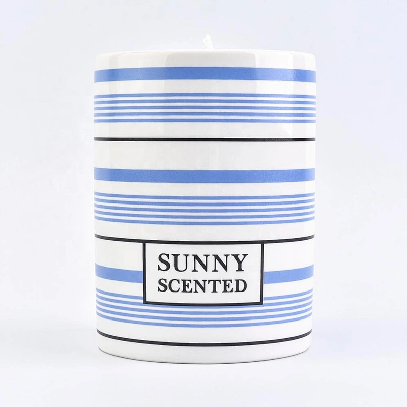 6oz wholesales blue ceramic candle holder in bulk