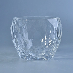Clear geo cut Glass luxury candle Holder wedding