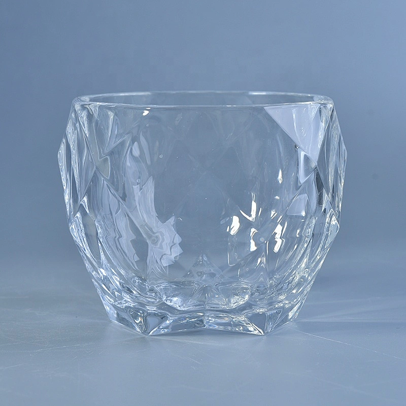 Clear geo cut Glass luxury candle Holder wedding