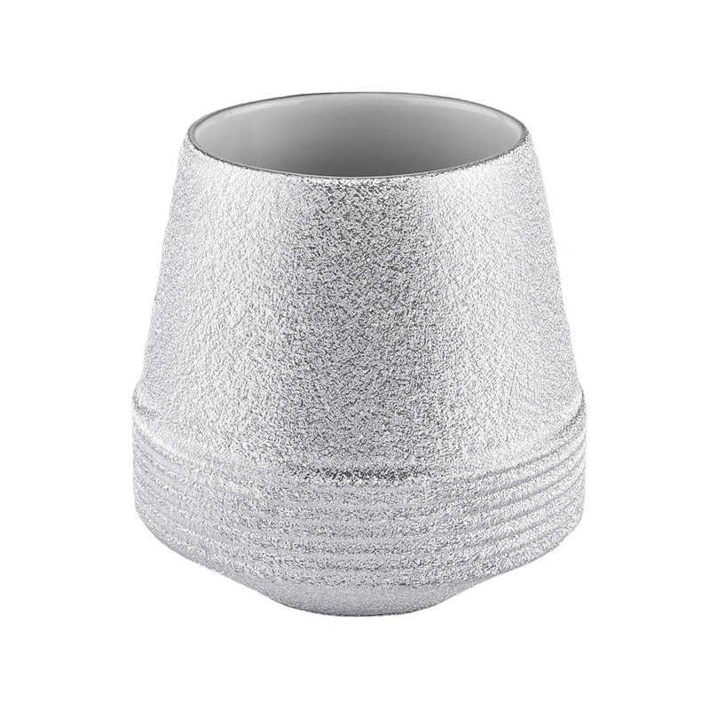 Sunny Luxury silver custom logo ceramic candle holder 8oz 10oz 12oz