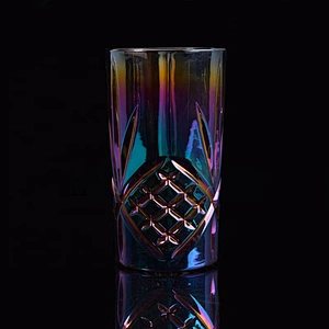 Custom electroplating candle jar pillar glass table candle stands wholesales
