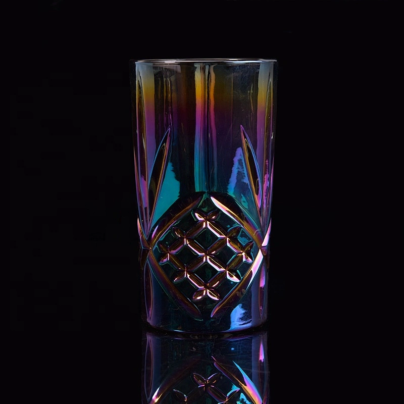 Custom electroplating candle jar pillar glass table candle stands wholesales