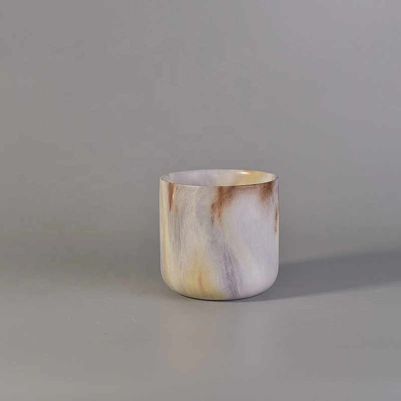 Customized brown ceramic candle vessels for home decor
