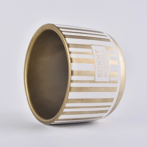 6oz 8oz 11oz Wholesales gold electroplated luxury ceramic candle containers