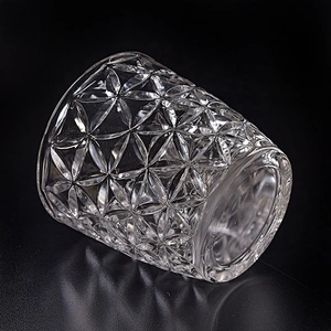 Embossed Glass Candle jar decorative candle holder home Decor