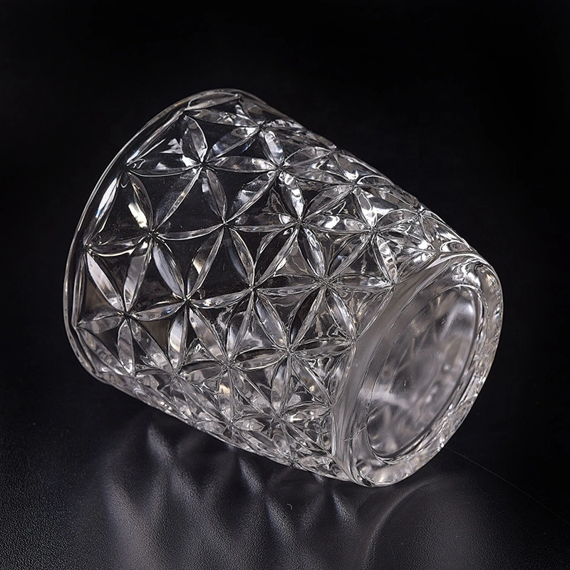 Embossed Glass Candle jar decorative candle holder home Decor