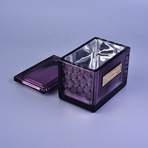 10oz 16oz 20oz Sunny spray scented empty square glass candle container with lids