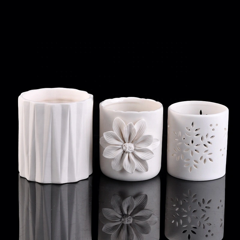Sunny Custom decorative frosted white ceramic candle holder