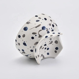 8oz Footed Ceramic Bowl Ceramic Candle Holder with Dots Home Decoration
