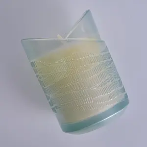 unique designed glass candle holder light green translucent candle jar