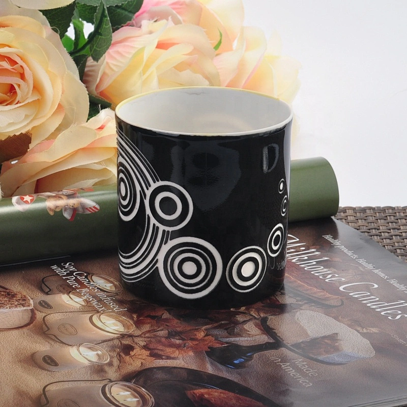 Home decoration Christmas round painted black candle holders