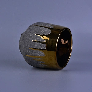 900ml Gold and Grey Stoneware Utensil Ceramic Candle Holders for Home Decoration