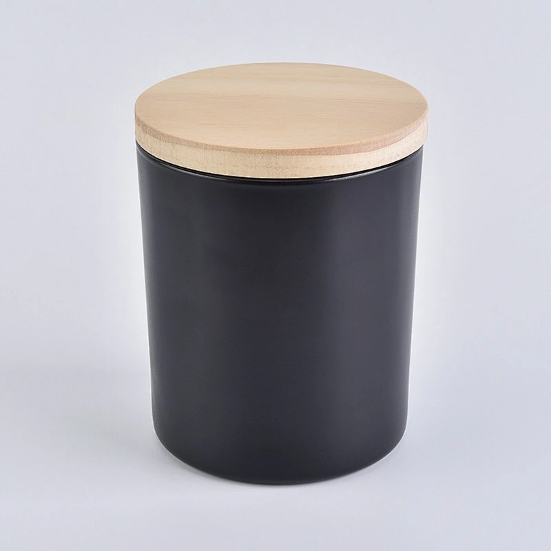 200ml Matte Black Candle Jar With Wooden Lids
