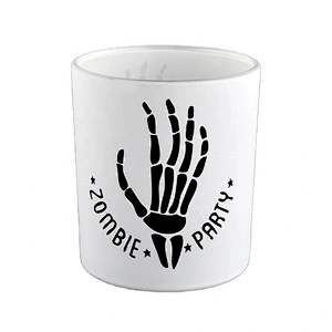 hands skeleton white glass candle jars