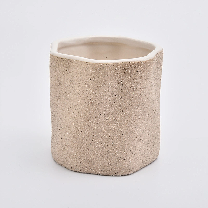 stump shaped yellow ceramic vessel, 14 oz matte ceramic candle jar